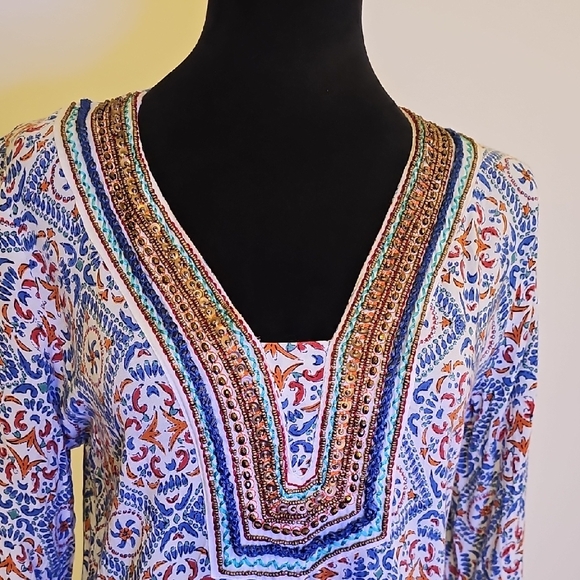 Bohemian Print Tunic Dress - Picture 2 of 12